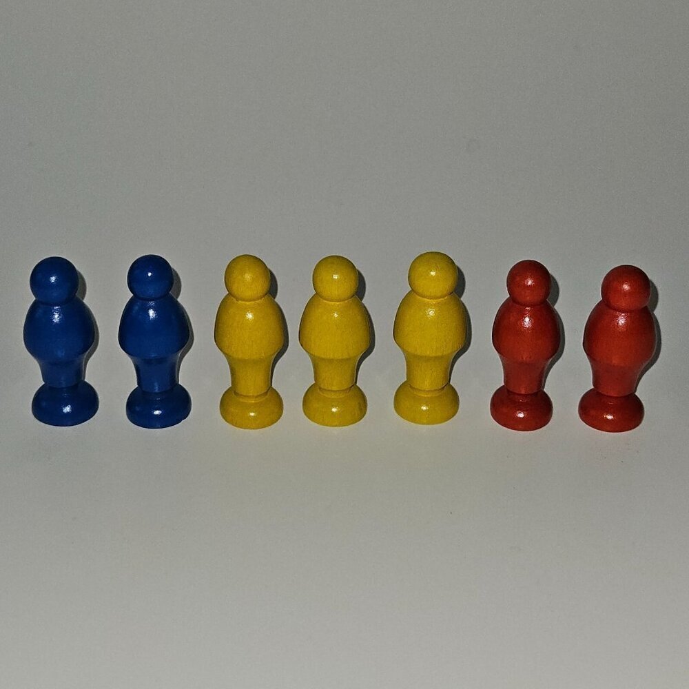 7 Wooden Toy People Figure Lot Railway Train Town Accessories Game Token Primary